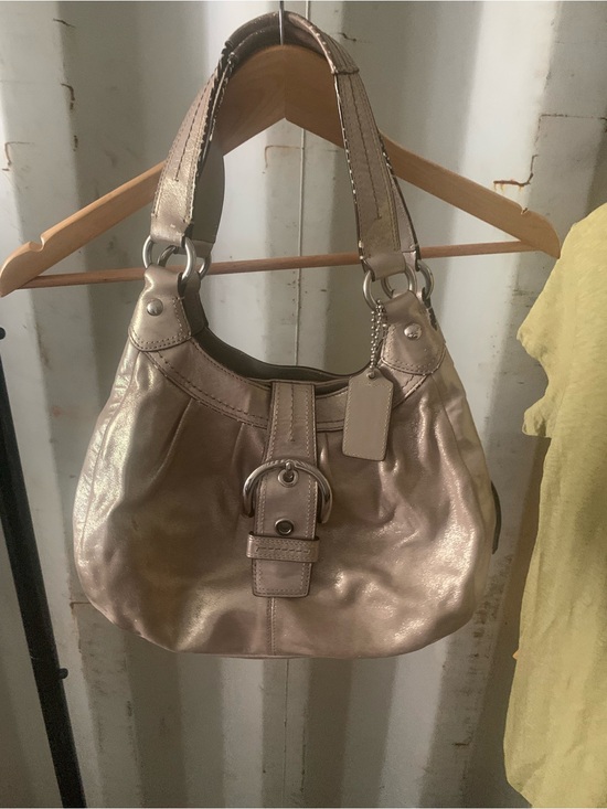 Coach Handbags - Coach Metallic Taupe Shoulder Bag